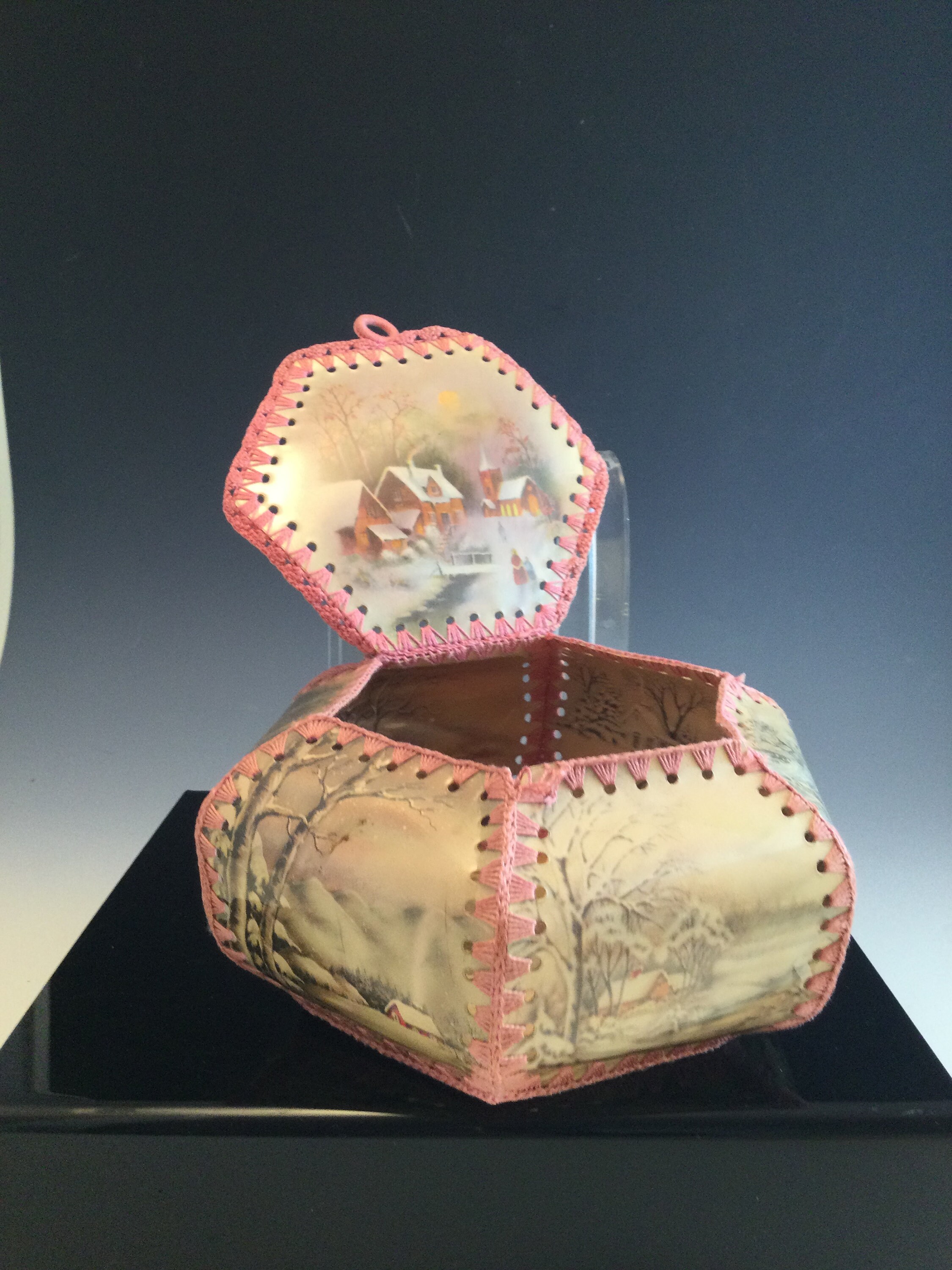 Vintage postcard paper box
