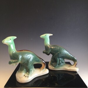 Paar vintage keramische parasaurolophus figuren