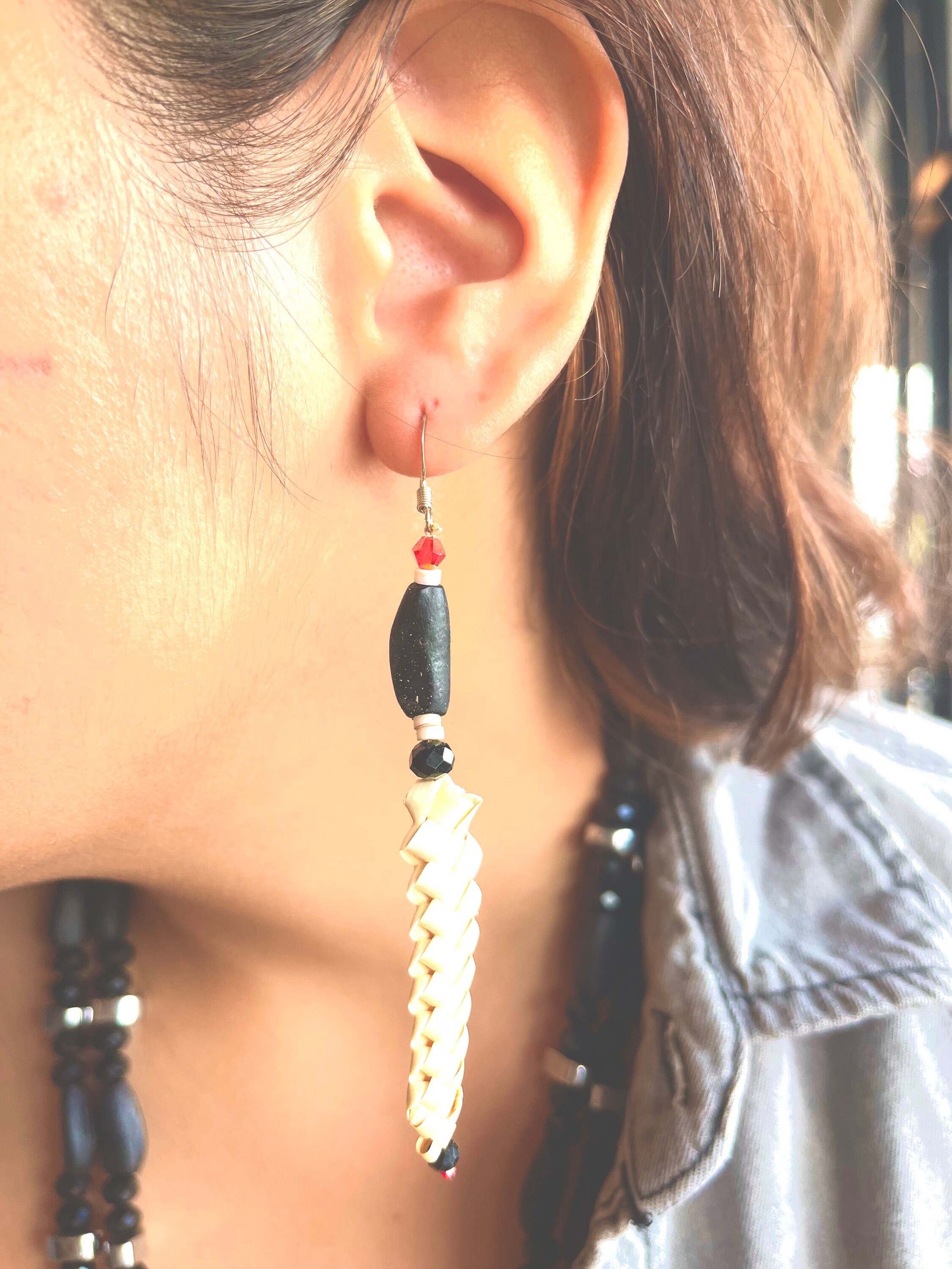 Dottie Diamond Angle Beaded Fringe Earrings Black Wholesale - INK+ALLOY -  Wholesale