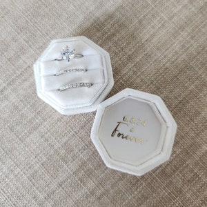 3 SLOT Velvet Ring Box | Three Slot Ring Box |  Monogram Engagement Ring & Wedding Set Keepsake Box, Bridal Photo Props Ring Bearer Gift Box