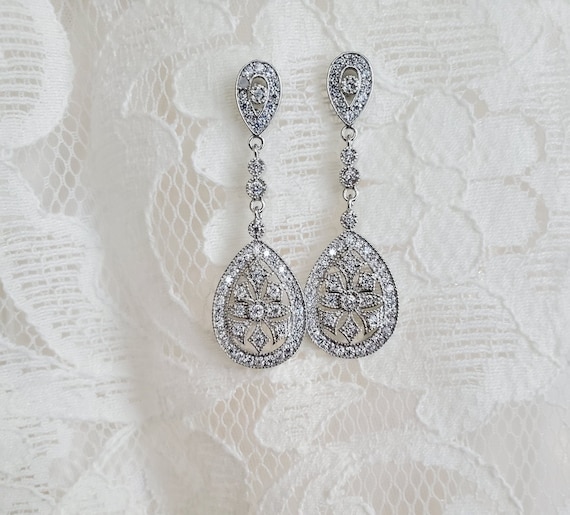 Vintage drop cheap earrings bridal