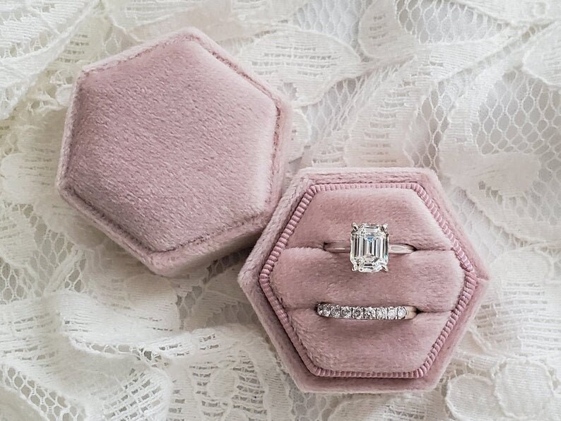 Details about   Velvet Double Ring Box Hexagon Wedding Ceremony Ring Box with Detachable Lid 