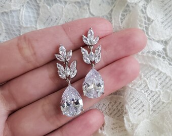 flower branch earrings bridal earringscrystal earringswedding earrings handmade earrings sparkling earringsALH5108