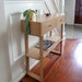 Narrow Entryway Console table with drawers and shelf ,  removable shelf ,  White Oak 