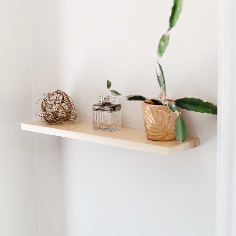 Minimalist floating shelf Pine wall mounted shelves thin Etsy