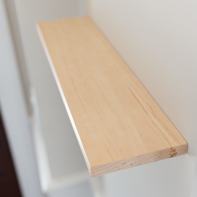 Minimalist floating shelf Pine wall mounted shelves thin Etsy