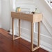 White Oak Narrow Entryway Console table with drawers 
