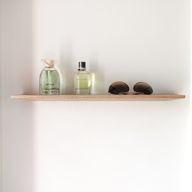 Thin floating shelves wall mounted shelf white oak Etsy