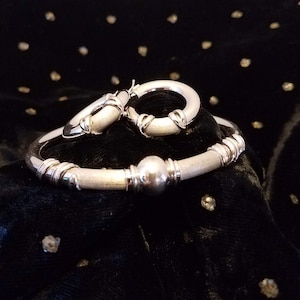 Vintage Italian Handmade Sterling Silver Bracelet and Hoop Earings-EXCELLENT CONDITION