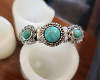 Pulsera de mujer de piel y turquesa - EXCELENTE ESTADO