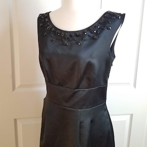 Vintage Ann Taylor Loft Black Silky Embellished Size 6 Dress-EXCELLENT CONDITION