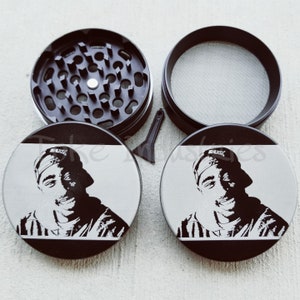 Tupac RIP Herb Grinder 63mm 2.5 Inches LARGE GRINDER Spice Coffee Grinder Tupac Amaru Shakur Rest In Peace Pac Biggie Death Row Snoop Dogg