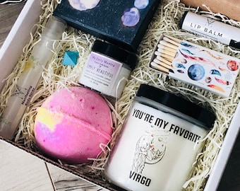 Virgo Birthday Gift | Gift Set | Virgo Zodiac Gift | Organic Body Care | Custom Gift For Her|  Gift For Girlfriend | Candle And Bath