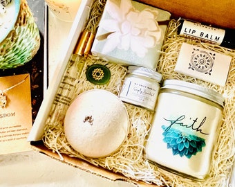 Faith Gift Box | Self Care Spa Box, Soy Candle & Artisan Soap