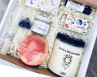 Leo Zodiac Gift Box | Scented Candle, Bath Bomb & Artisan Soap
