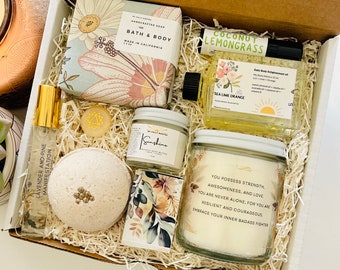 Paquete de cuidado oncológico / Caja de regalo de spa con vela de soja y jabón artesanal.