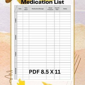 Daily Medication Tracker, Medication Organizer Digital pdf  Printable Template