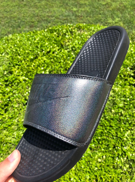 nike slides holographic