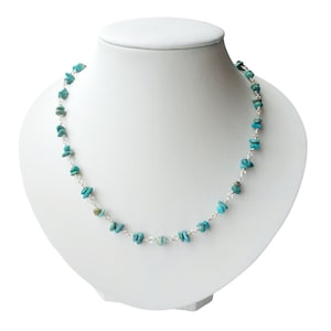 Sterling Silver 925 and Turquoise Necklace, Sterling Silver And Turquoise Beaded Necklace