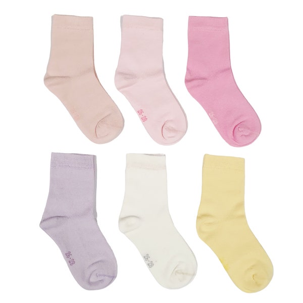 Little Team Girls Cotton Rich Seamless Socks 6Pk Pink Colours Plain (0-10yrs)