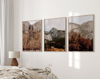 Yosemite descargable Photo Prints conjunto de 3, arte de pared de Yosemite, impresión de pared de Yosemite, impresión de Yosemite, fotografía de Yosemite, impresión de montaña