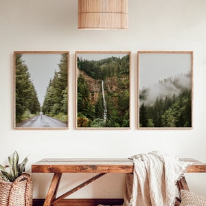 Fall Oregon coastal mountain photo print set of 3, nature gallery wall set, mountain photo prints, Fall photo prints, Mountain wall art