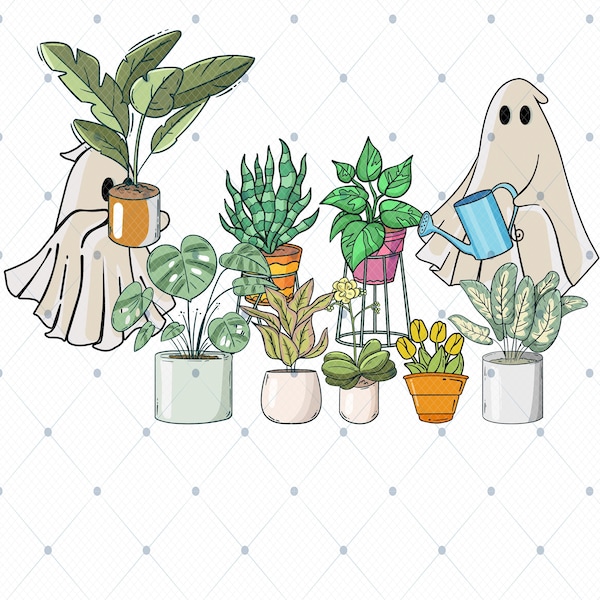 Ghost Plant Png, Ghost Plant Lady Png, Gardening Gift, Halloween Ghost Png, Gift For Plant Lovers, Halloween Svg, Cute Ghost, Halloween Png