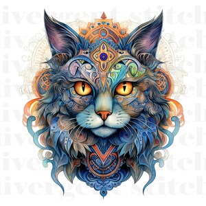 Sublimatie afbeelding - aquarel Paisley Cat 5 - commercieel gebruik