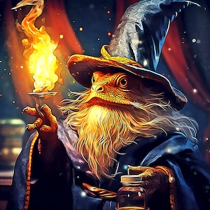 Sublimation Graphic Printout Transfer - Bearded Dragon Wizard - Commercial Use