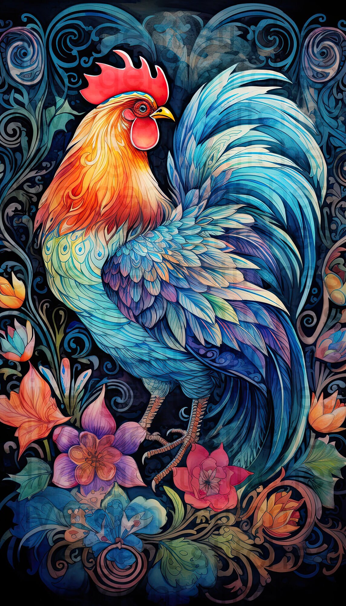 Sublimation Graphic Printout Transfer - Funky Chicken - Commercial Use
