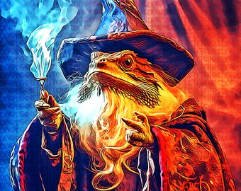 Sublimation Graphic - Bearded Dragon Wizard - Commercial Use