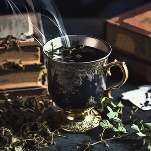 Sublimation Graphic - Blue Herb Teacup - Commercial Use