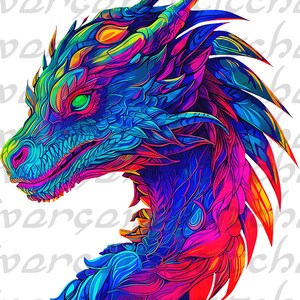 Sublimation Graphic Printout Transfer - Neon Dragon 1 - Commercial Use