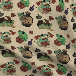 Dice Frogs Fabric (Beige Background)