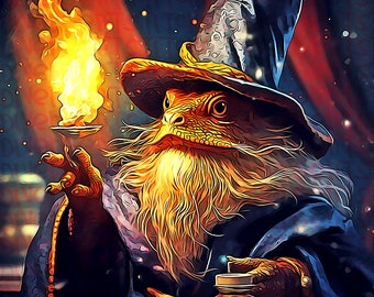 Sublimation Graphic - Bearded Dragon Wizard - Commercial Use