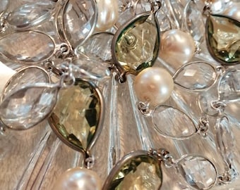 Pear Shape Point Back Citrine Crystal Chicklet 52" Sautoir Necklace
