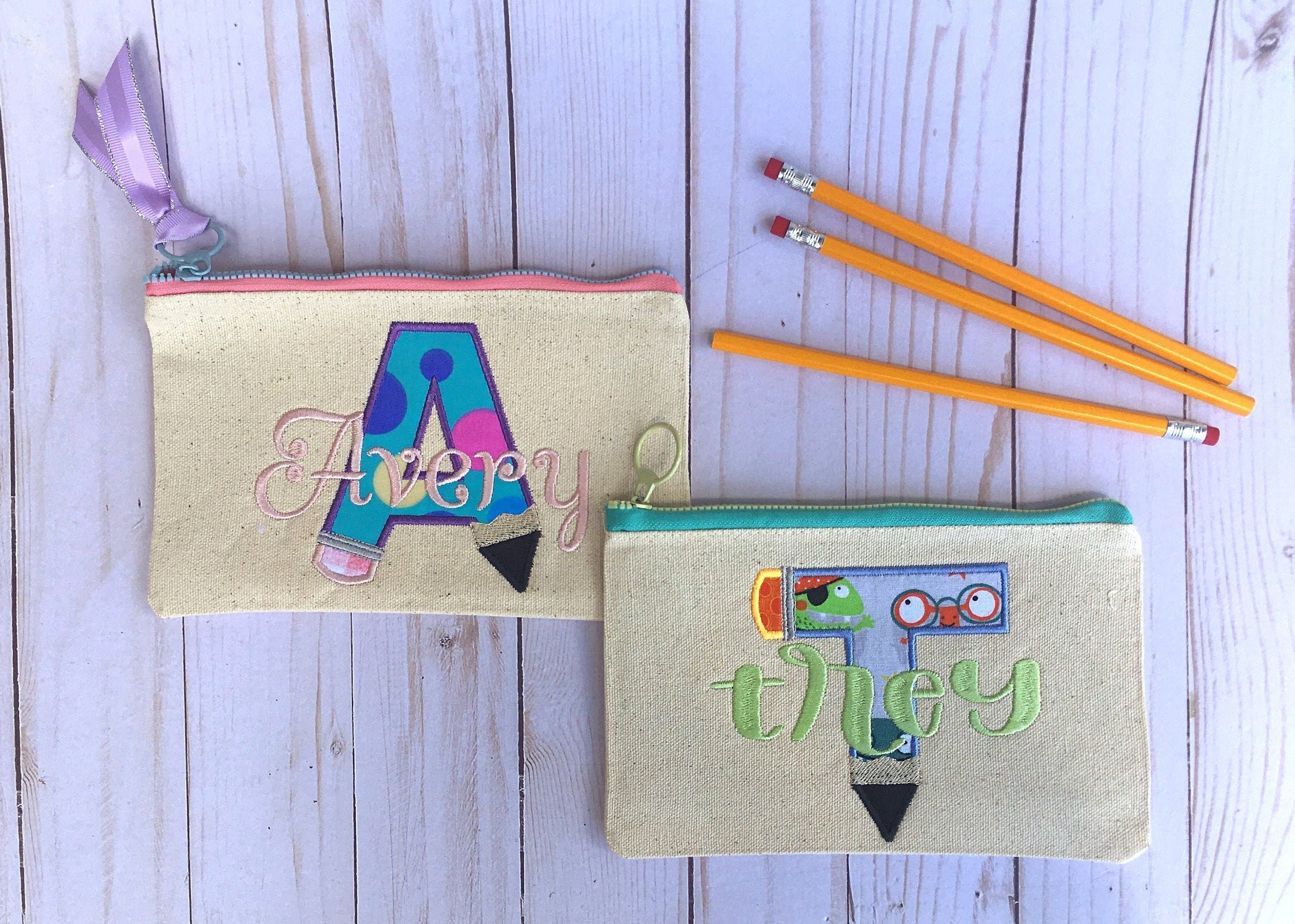 Personalized Pencil Pouch Canvas Pencil Pouch Back to Etsy