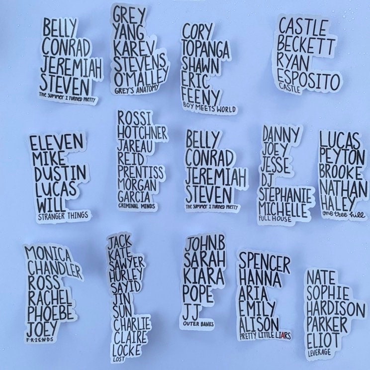 TV Show Character Name Stickers Waterproof Greys Etsy
