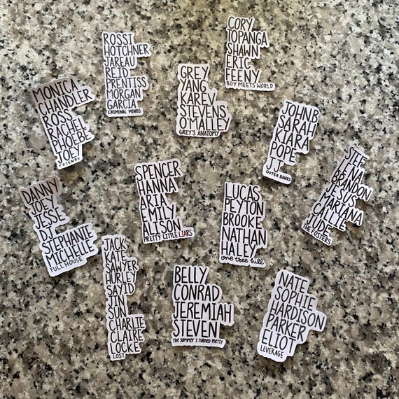TV Show Character Name Stickers Waterproof Greys Etsy