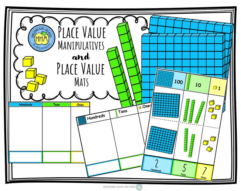 Printable Place Value Mats and Manipulatives Etsy