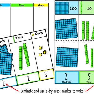 Printable Place Value Mats and Manipulatives - Etsy