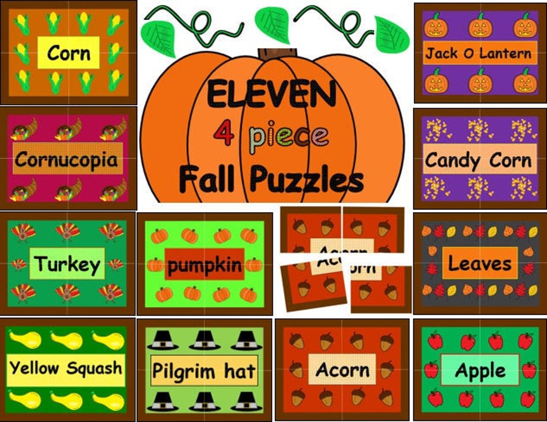 Mini Fall Puzzles Four Piece Fall Puzzles - Etsy