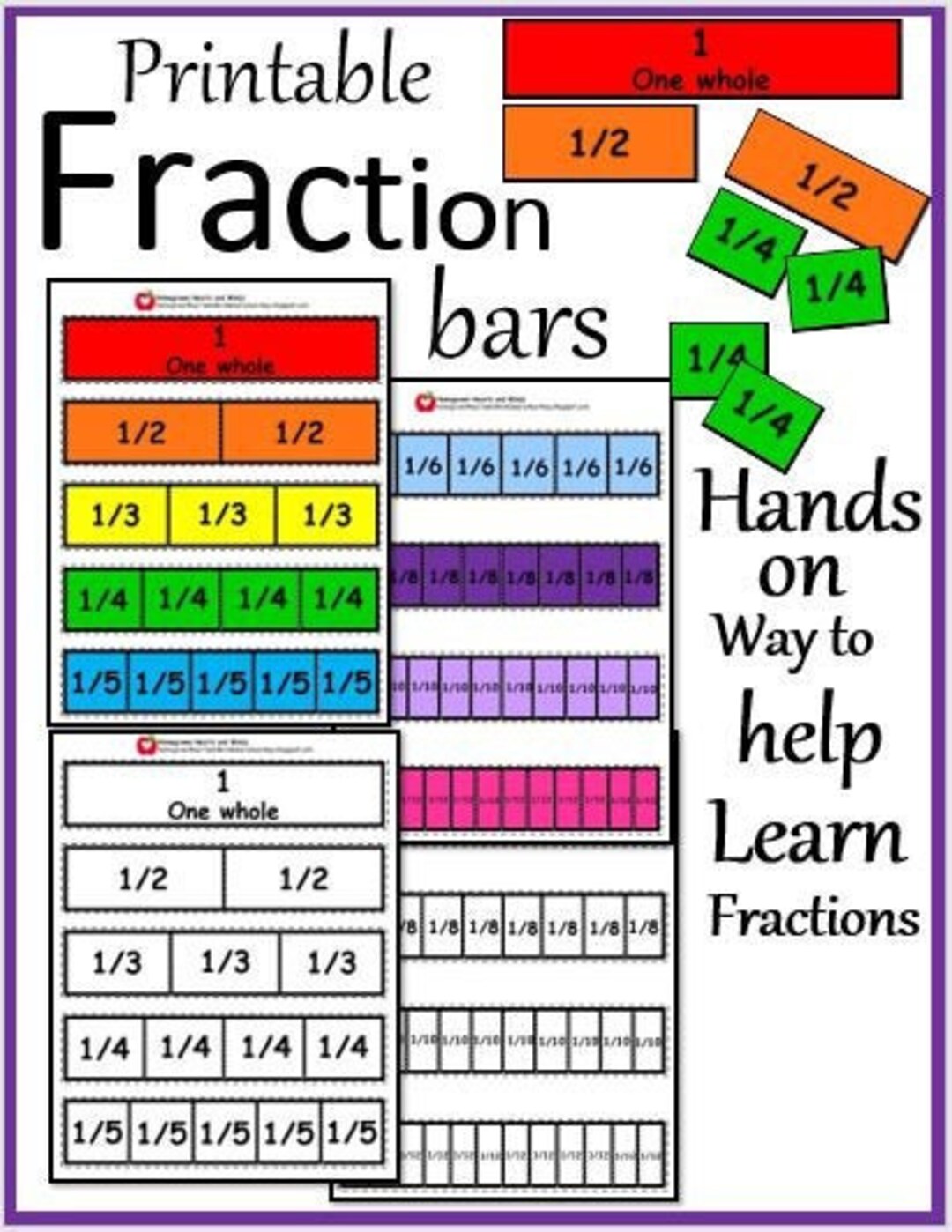 Printable Fraction Bars - Etsy