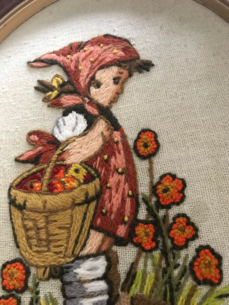 Completed Cross Stitch Picture Hummel girl