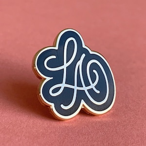 Los Angeles Hard Enamel Pin for Best Friend, Black & Gold Gift for Pin Collectors, Cute Enamel Pin for LA Lovers image 1