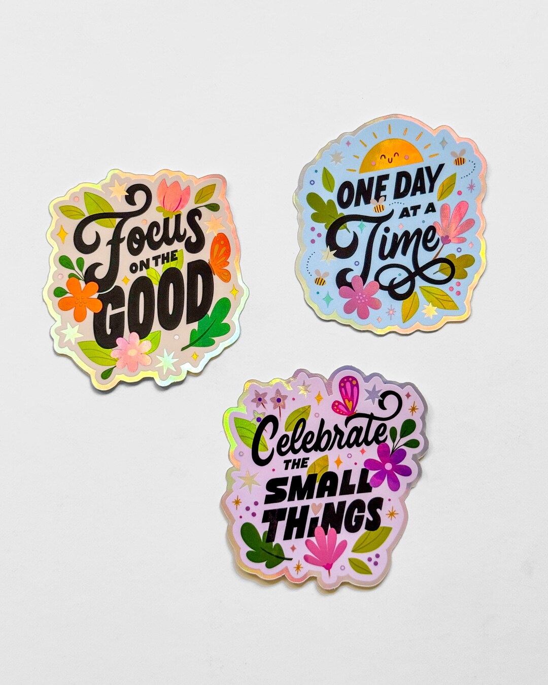 Positivity Sticker Pack – holograph Vinyl, Affirmation Illustration ...