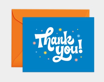 Thank You Greeting Card, Hand Lettering Card, Colorful Gratitude Card, Thankful Greeting Card, Happy Colorful Hand Lettering Card