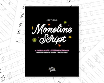 Monoline Script Lettering Workbook – Calligraphy Guide (Digital Download)