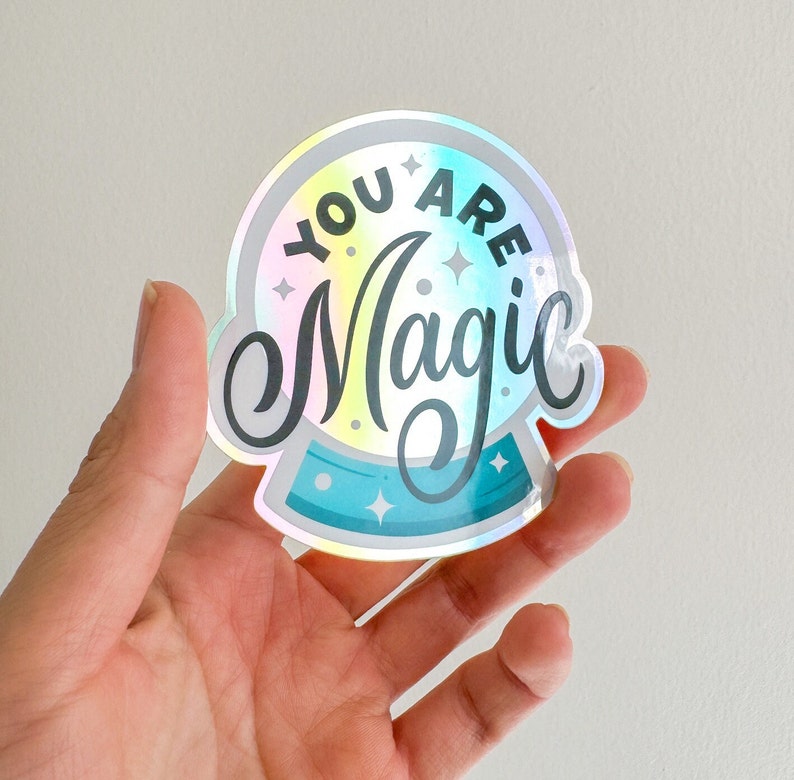 You Are Made of Magic vinyl sticker for best friend, cute lettering sticker for laptop or water bottle, positive sticker for students image 1