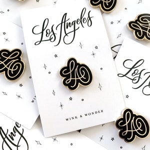 Los Angeles Hard Enamel Pin for Best Friend, Black & Gold Gift for Pin Collectors, Cute Enamel Pin for LA Lovers image 3